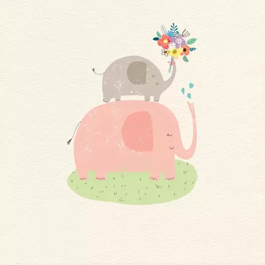 Elephant rose - affiche enfant