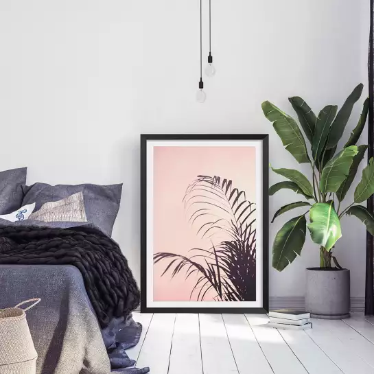 Palme rose - affiche feuille de palmier