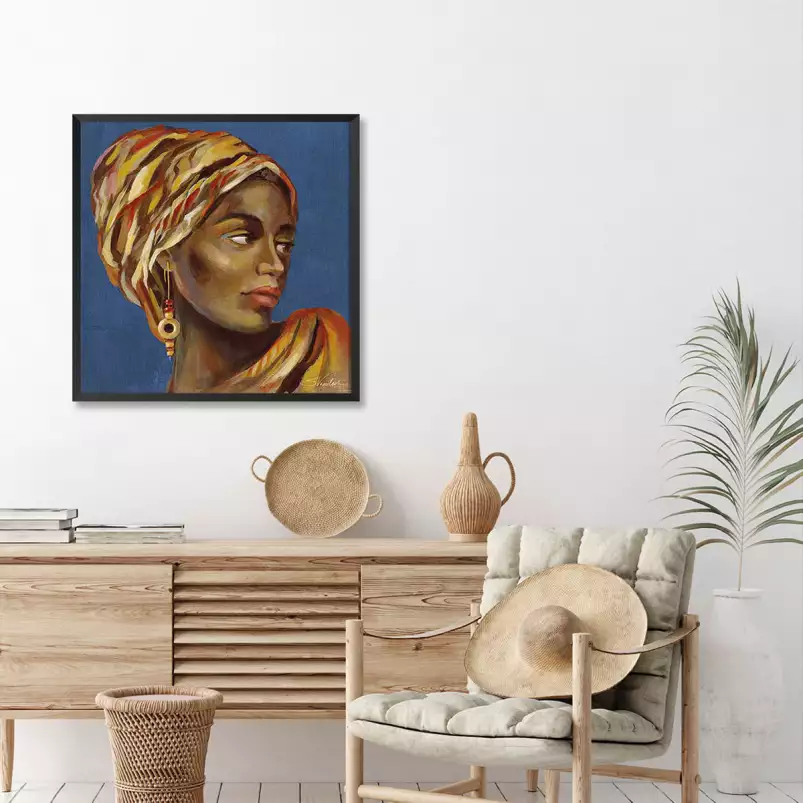 Turban africain wax - affiche vintage femme