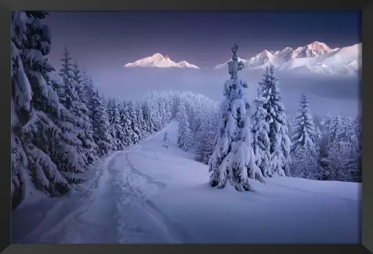 En hiver - affiche montagne