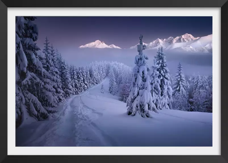 En hiver - affiche montagne