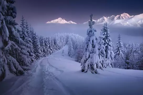 En hiver - affiche montagne