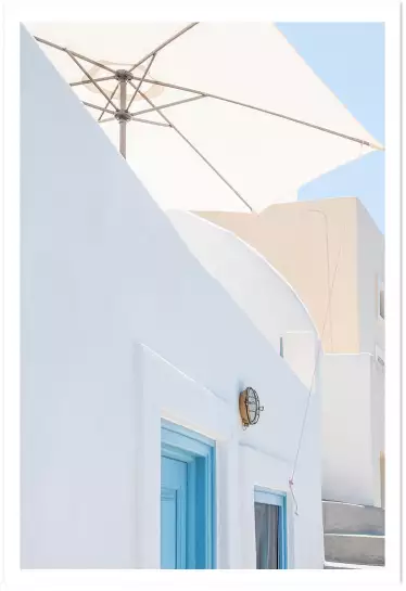Parasol et porte bleue - affiche architecture