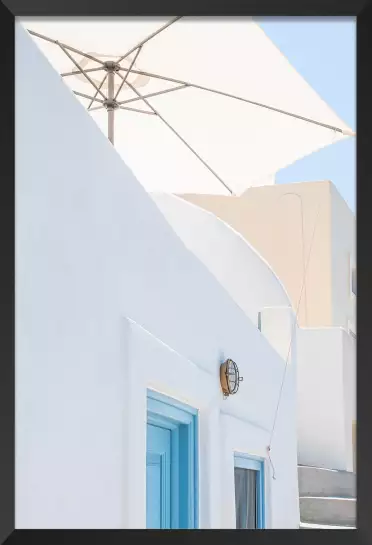 Parasol et porte bleue - affiche architecture