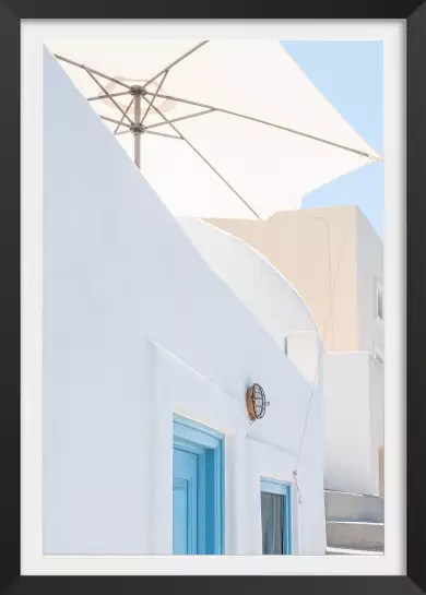 Parasol et porte bleue - affiche architecture