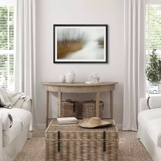 Tableau abstrait moderne Hiver – Photo d’art beige et blanc