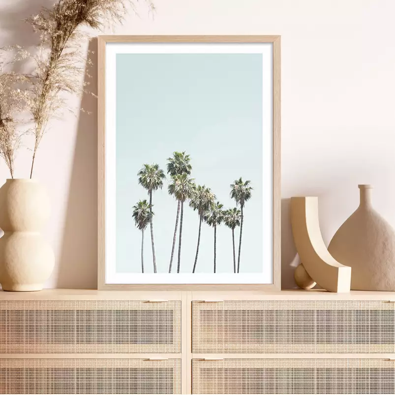 Blue palm trees - affiche botanique palmier