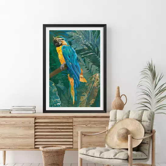 Blue parrot - affiche perroquet