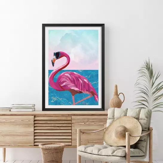 Flamingo - affiche oiseaux tropicaux