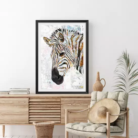 Grunge gold zebra - animaux colorés déco