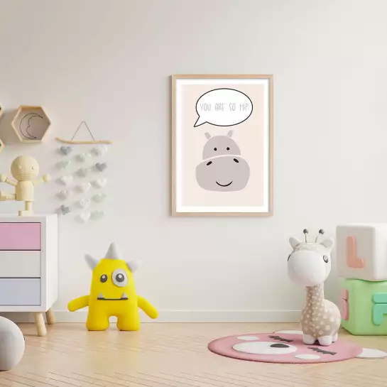 Hippo nursery print - affiche animaux chambre bebe