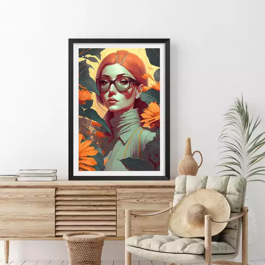 Galactica vintage woman - affiche botanique vintage