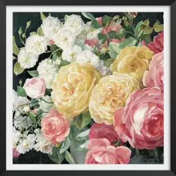 Roses antiques sur jabot noir - affiche de fleurs