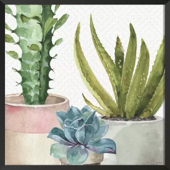 Succulentes en pot - affiche cactus
