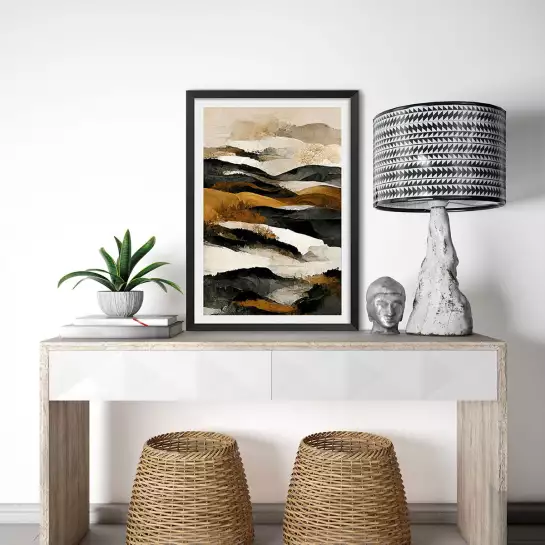 Montagnes ocre et beige - tableau abstrait