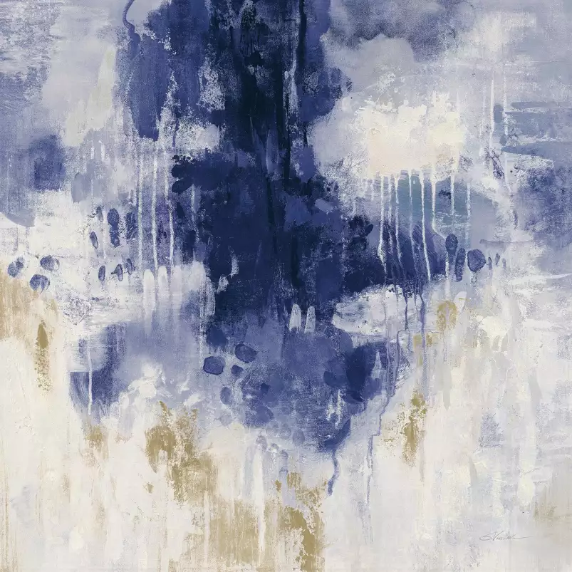 Pluie bleue - affiche art abstrait