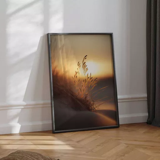 Soleil du soir à la plage - affiche mer et plage