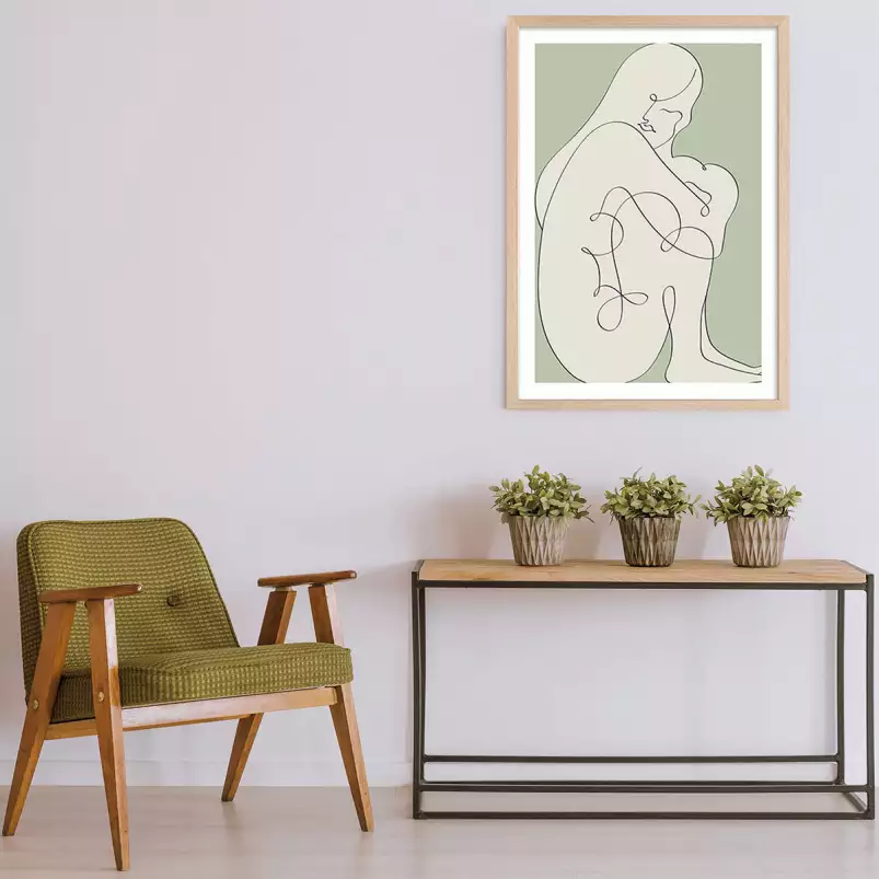 Femme assise verte - affiches minimalistes