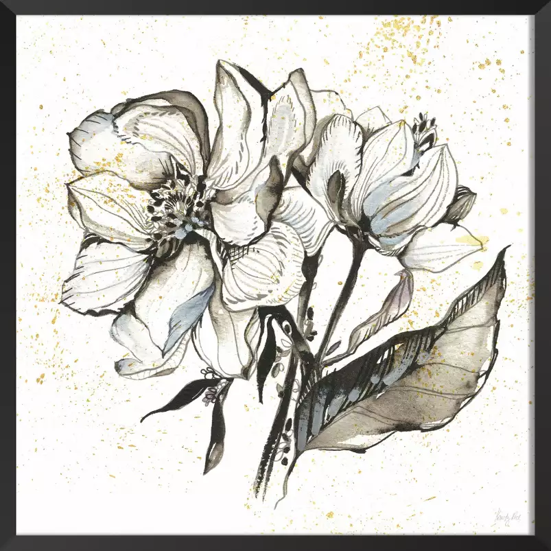 Pivoines à l'encre - tableau avec fleurs