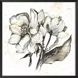 Pivoines à l'encre - tableau avec fleurs