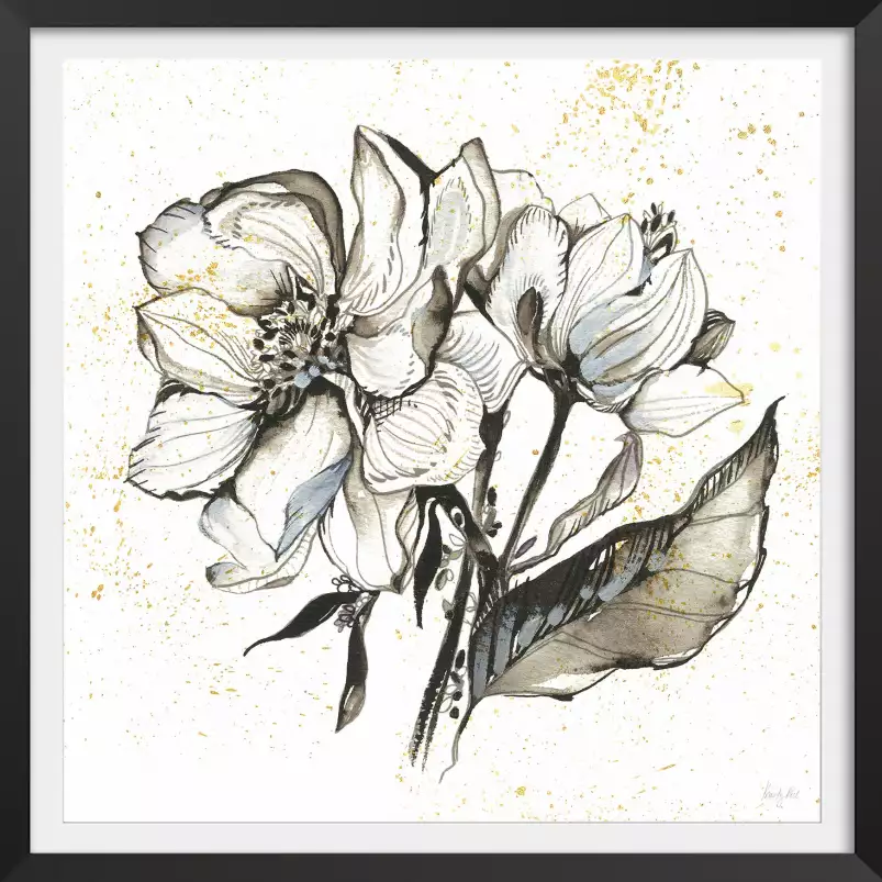 Pivoines à l'encre - tableau avec fleurs