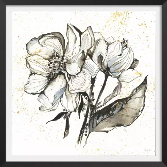 Pivoines à l'encre - tableau avec fleurs