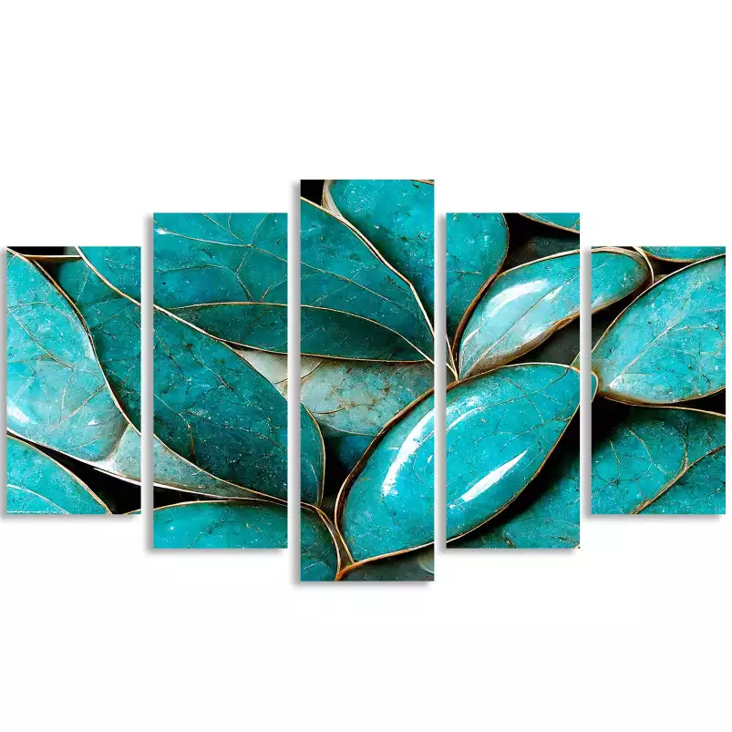 Feuilles turquoise - affiche vintage