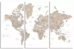 Avec les villes - affiche carte du monde