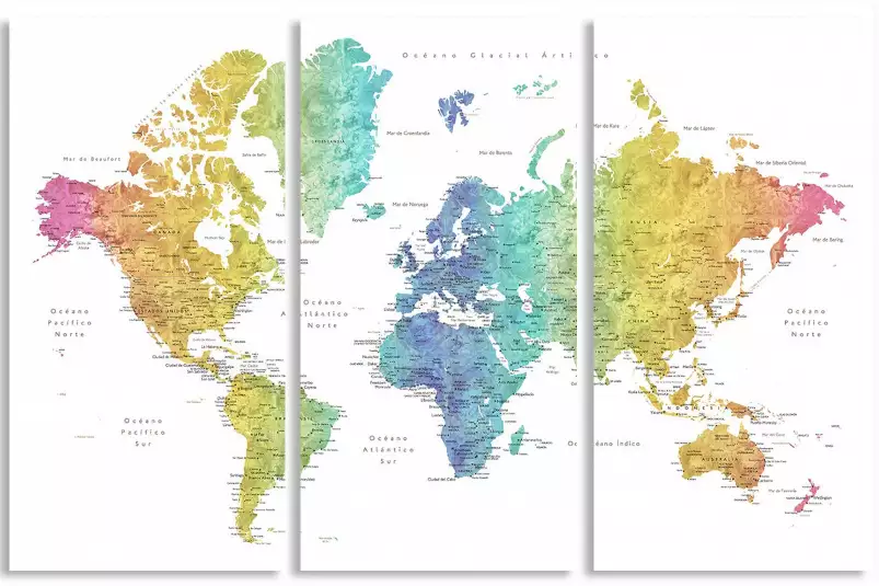 En espagnol - affiche carte du monde