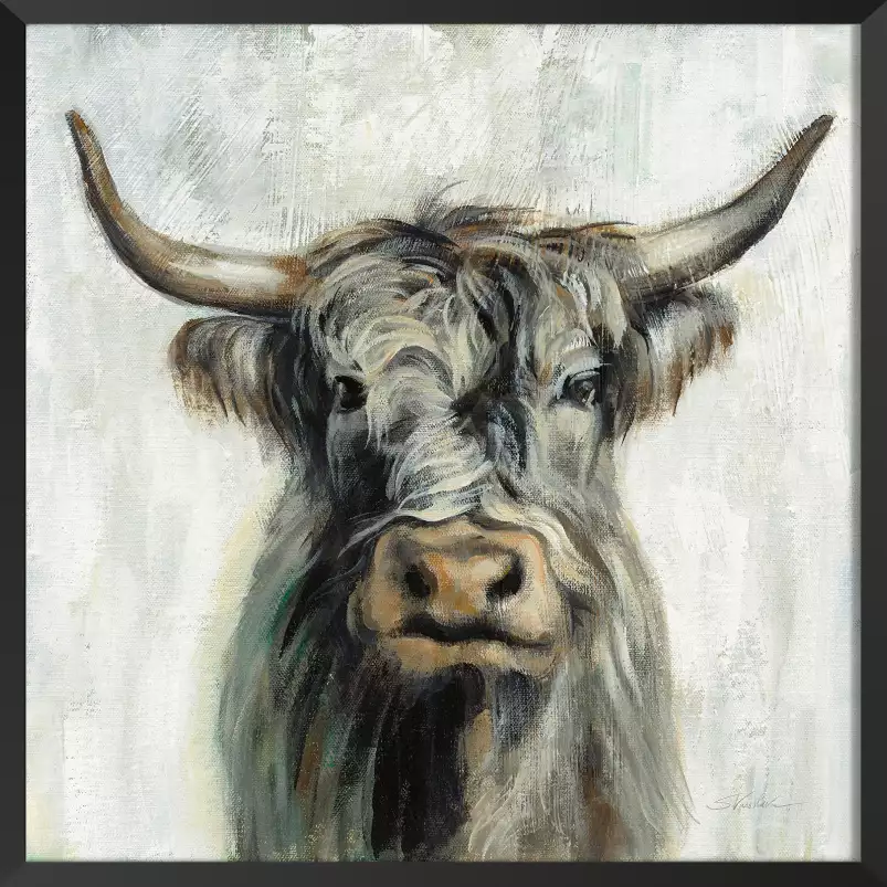 Vache highland aquarelle - peinture animaux