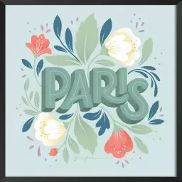 Paris fleuri - affiche botanique vintage