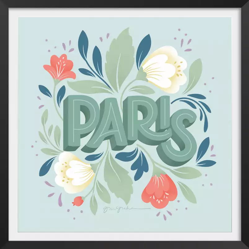 Paris fleuri - affiche botanique vintage