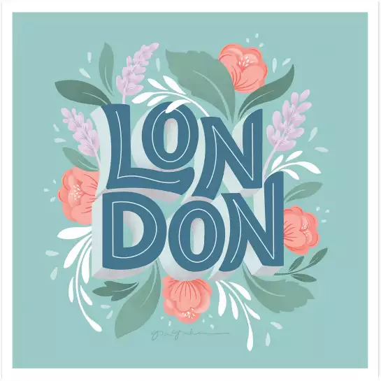 London fleuri - affiche botanique vintage