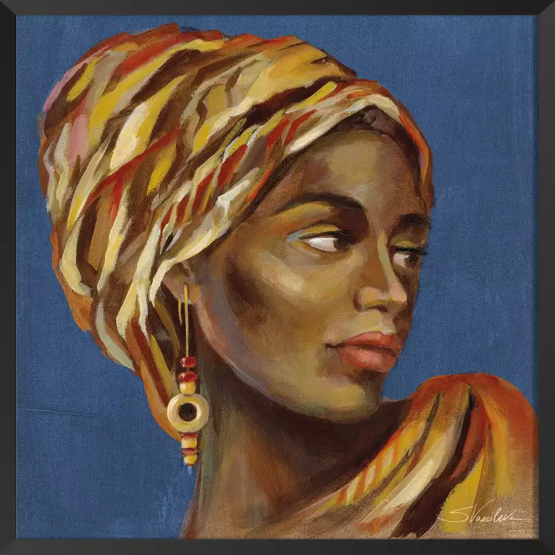 Turban africain wax - affiche vintage femme