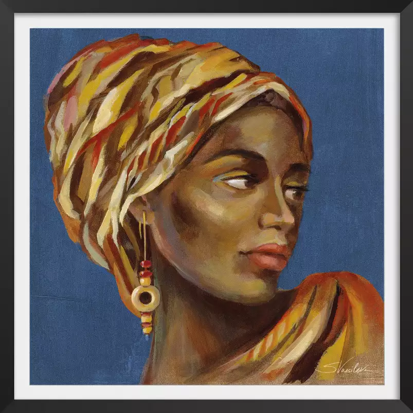 Turban africain wax - affiche vintage femme