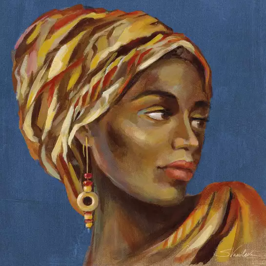 Turban africain wax - affiche vintage femme