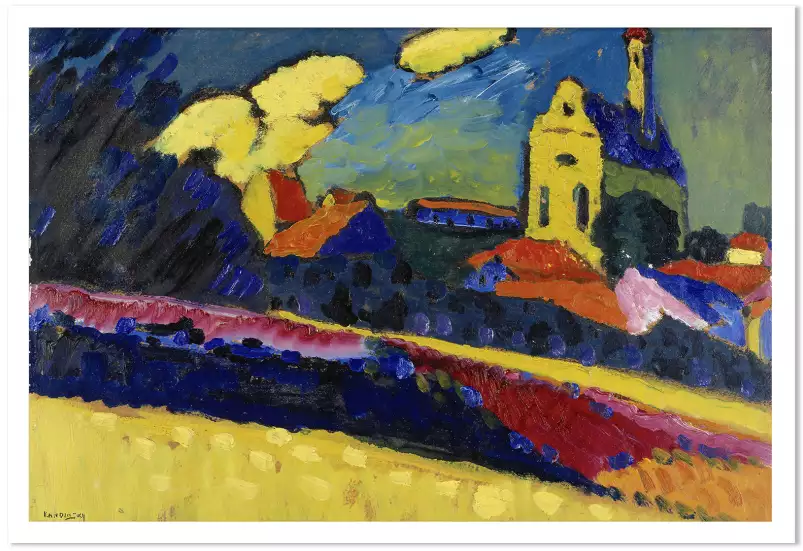 Reproduction du tableau Kandinsky de Murnau paysage avec tour